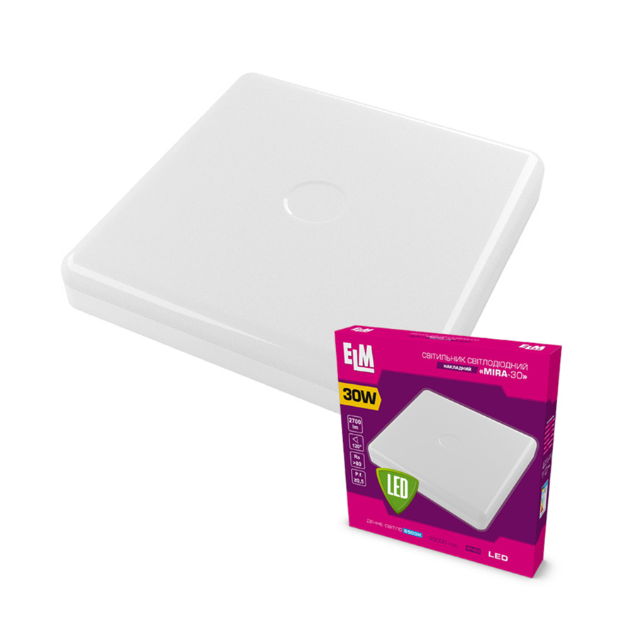 Світильник настінно-стельовий накладний світлодіодний ELM MIRA 30W 6500К IP40